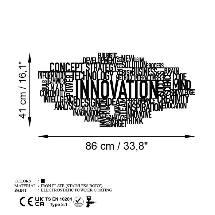Wallity Innovation Accesorio Decorativo de Pared de Metal Negro